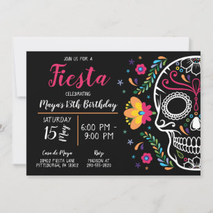 Personalised Day of the Dead Skull Birthday Party Invites inc envelopes B69 