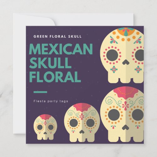 Mexican Skull Floral Fiesta Party Favor Tags Invitation