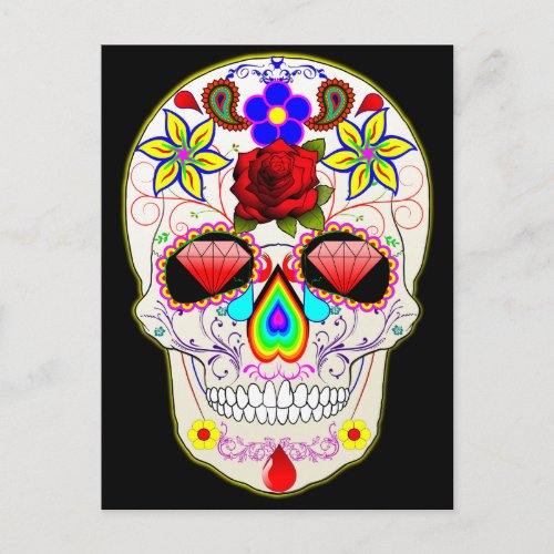 mexican skull postcard