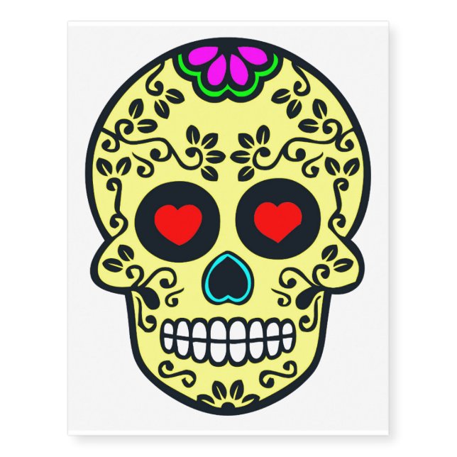mexican skull Temporary Tattoos (Front)
