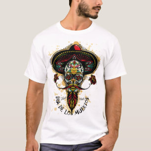 Mexican skulls hipster head of death T-Shirt