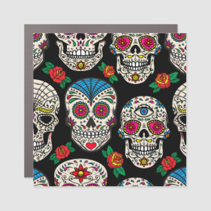 Mexican Skulls & Roses: Vintage Design Car Magnet