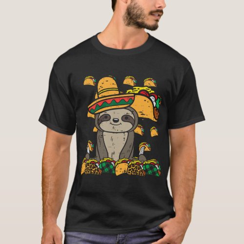 Mexican Sloth Tacos Animal Party Fiesta Cinco De M T_Shirt