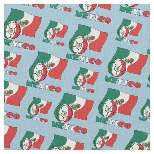 Mexican Soccer Ball and Flag Fabric