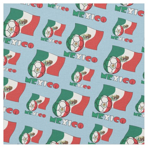 Mexican Soccer Ball and Flag Fabric