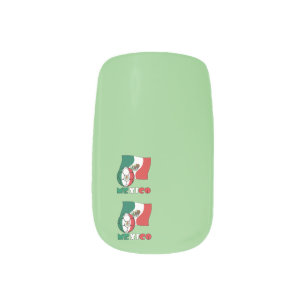 Mexican Soccer Ball and Flag on Green Minx Nail Art