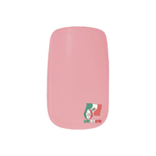 Mexican Soccer Ball and Flag on Pink Minx Nail Art