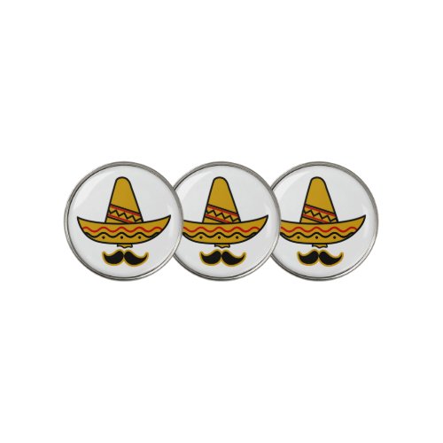 Mexican Sombrero and Mustache Golf Ball Marker