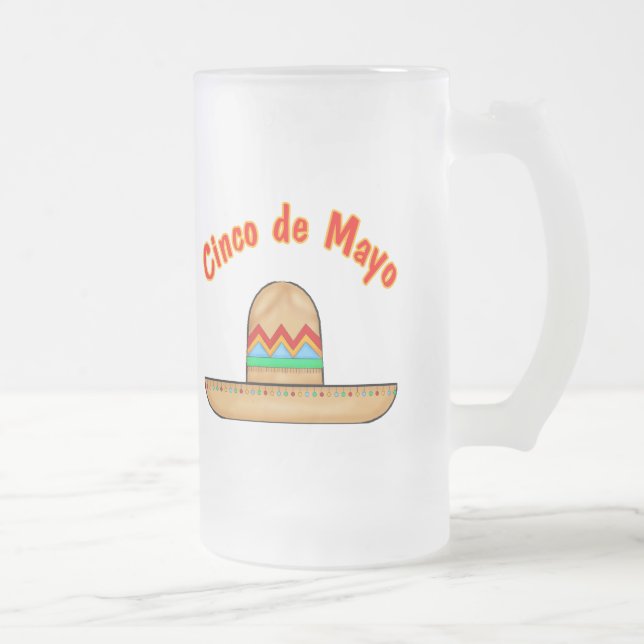 Mexican Sombrero Cinco de Mayo T-shirts and Gifts Frosted Glass Beer Mug (Right)