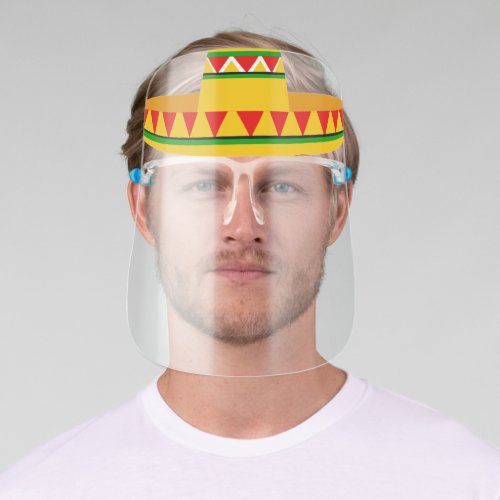 Mexican Sombrero Hat Design in Yellow Red  Green Face Shield