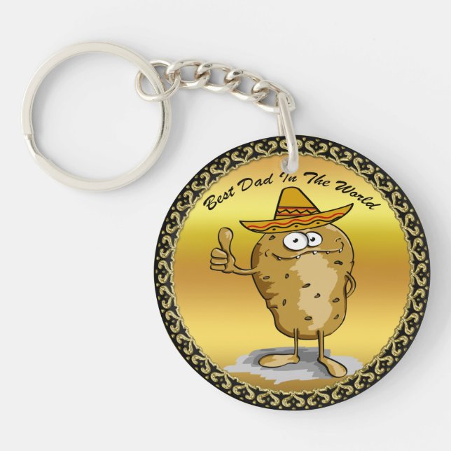 Mexican sombrero hats potato character keychain (Front)
