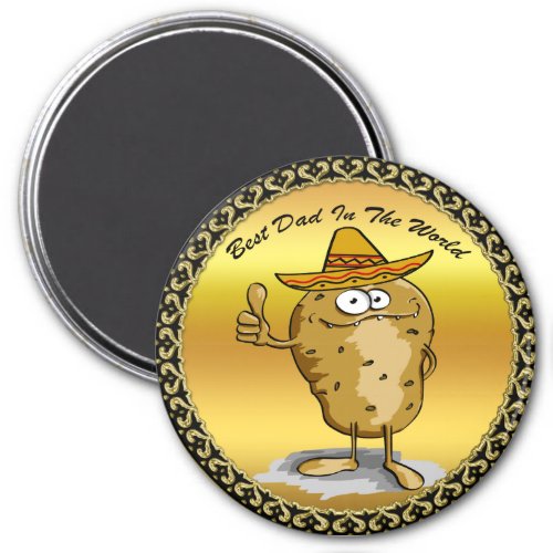 Mexican sombrero hats potato character magnet