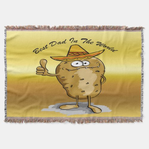Mexican sombrero hats potato character throw blanket