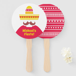 Mexican Sombrero Moustache Fiesta Party Hand Fan