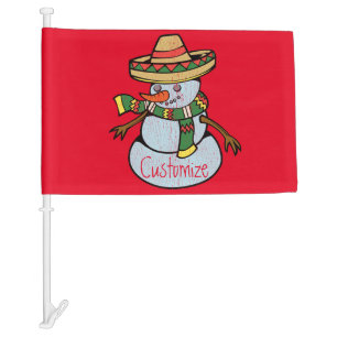 Mexican Sombrero Santa Thunder_Cove Car Flag