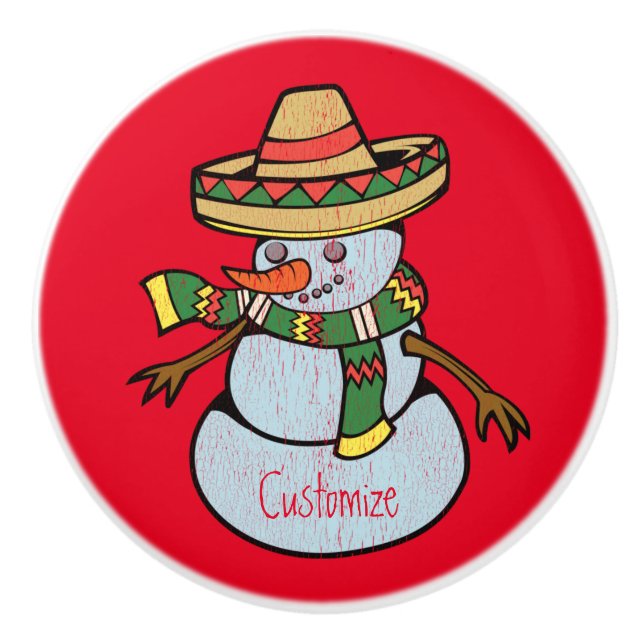 Mexican Sombrero Santa Thunder_Cove Ceramic Knob (Front)