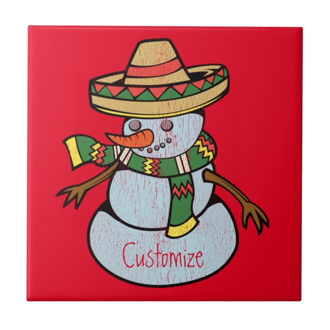 Mexican Sombrero Santa Thunder_Cove Ceramic Tile (Front)
