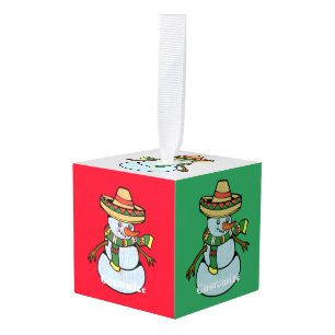 Mexican Sombrero Santa Thunder_Cove Cube Ornament
