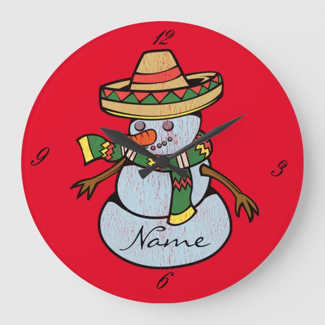 Mexican Sombrero Santa Thunder_Cove Large Clock (Front)