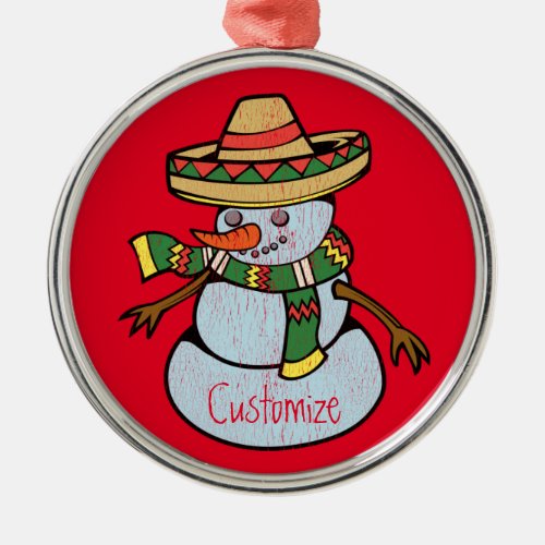 Mexican Sombrero Santa Thunder_Cove Metal Ornament