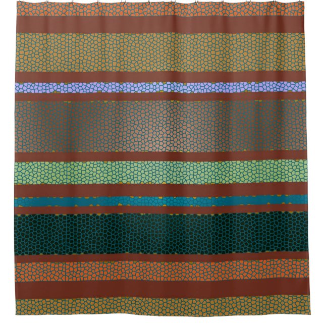 Mexican South Western Stripe and Tile Pattern Shower Curtain (Front)