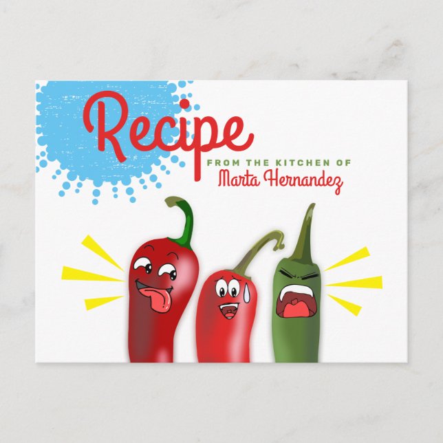 Mexican southwest chili chile peppers recipe postcard (Front)