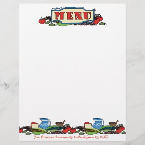 Mexican southwestern foods menu letterhead