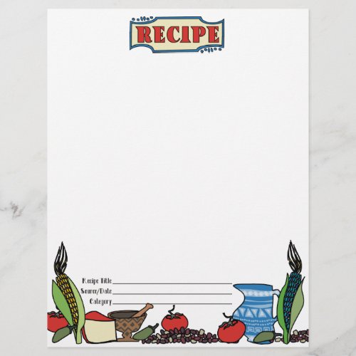 Mexican southwestern foods recipe letterhead