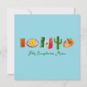 Mexican Spanish Happy Birthday, Feliz Cumpleaños Holiday Card