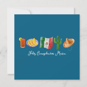 Mexican Spanish Happy Birthday, Feliz Cumpleaños  Holiday Card
