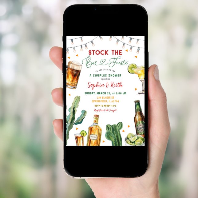 Mexican Stock the Bar Fiesta Couples Shower Party  Invitation (Front Digital)