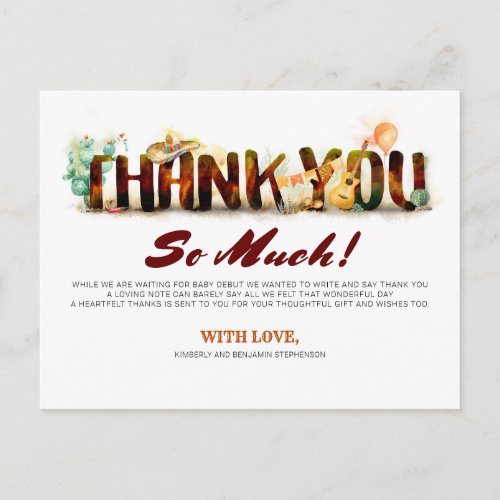 Mexican Style Baby Shower Thank You Invitation Postcard