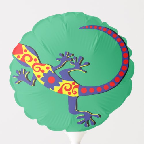 Mexican Style Blue Red and Yellow Gecko Balloon