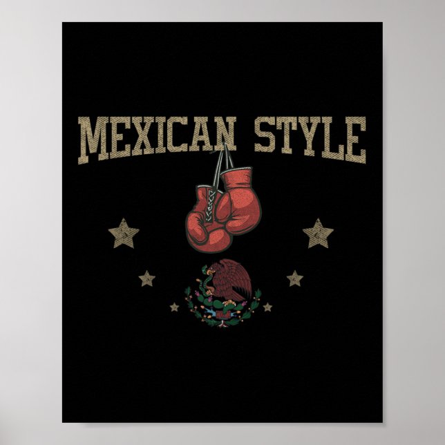 Mexican Style Boxing Eagle Holding A Snake Symbol  Poster (Front)