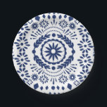 Mexican Style Papel Picado Navy Blue Paper Plates<br><div class="desc">Papel picado paper plates</div>
