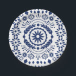 Mexican Style Papel Picado Navy Blue Paper Plates<br><div class="desc">Papel picado paper plates</div>