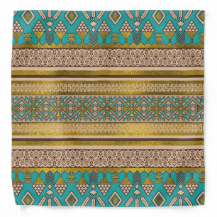 Mexican Style pattern - teal, gold and earthy colo Bandana