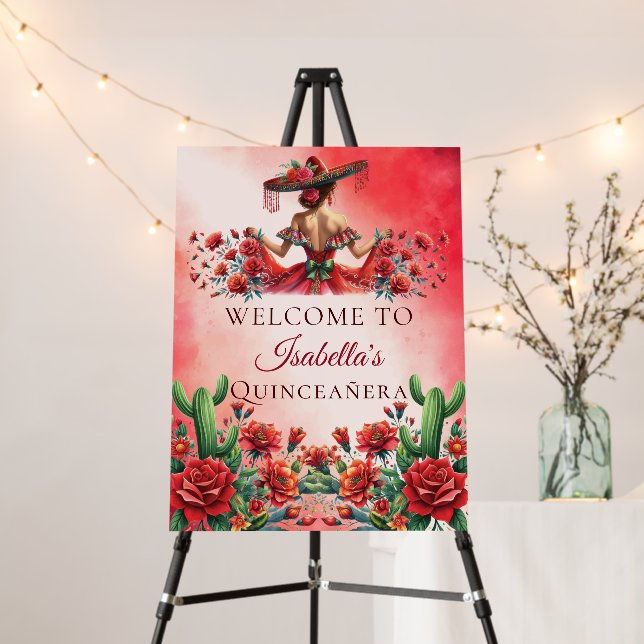 Mexican Style Quinceañera Custom Welcome Foam Board (In Situ (Stand))