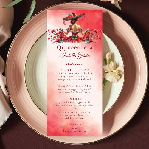Mexican Style Quinceaera Red Menu