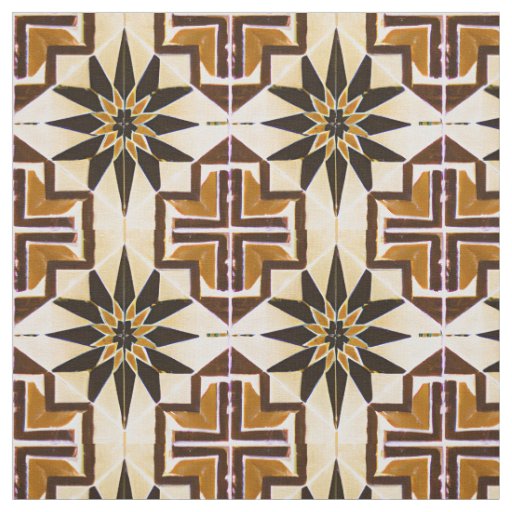 Mexican Style Simulated Mosaic Neutral Browns Fabric