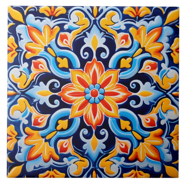 Mexican style themed pattern  ceramic tile (Front)