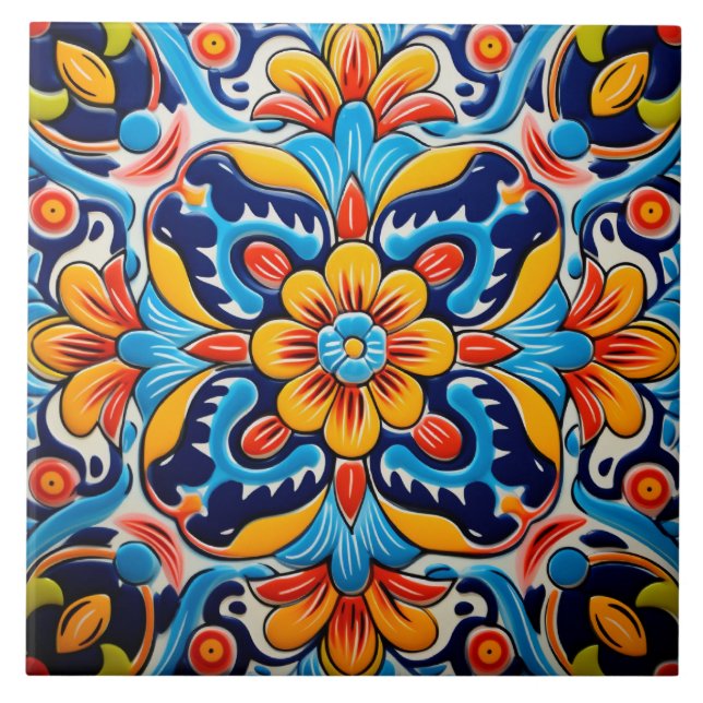 Mexican style themed pattern  ceramic tile (Front)