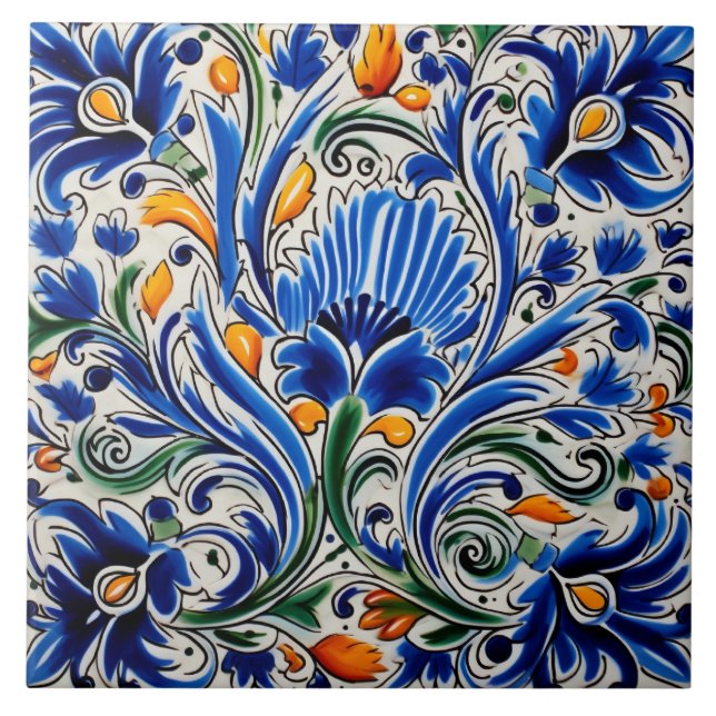 Mexican style themed pattern  ceramic tile (Front)