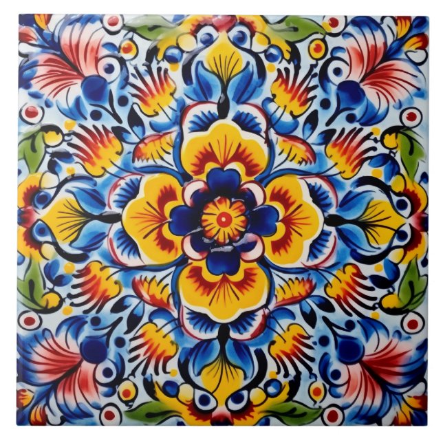 Mexican style themed pattern  ceramic tile (Front)