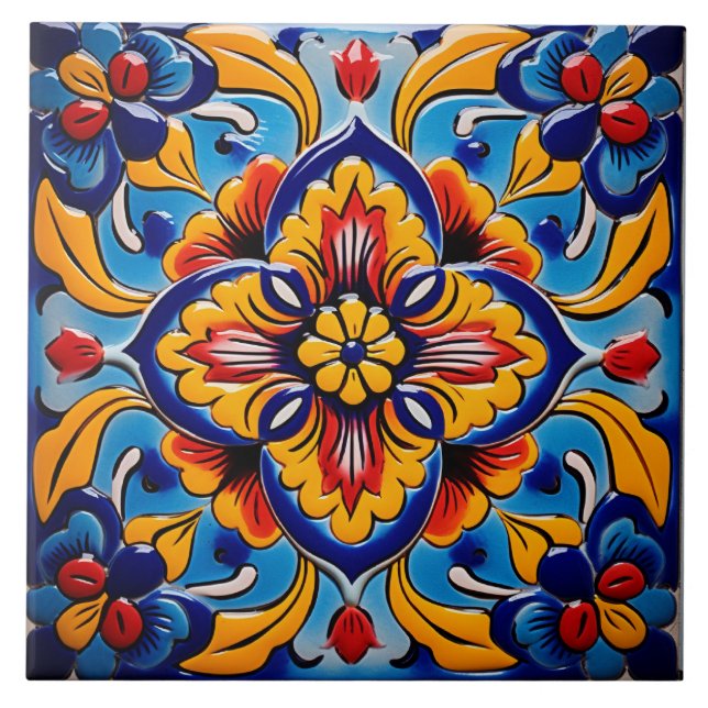 Mexican style themed pattern  ceramic tile (Front)