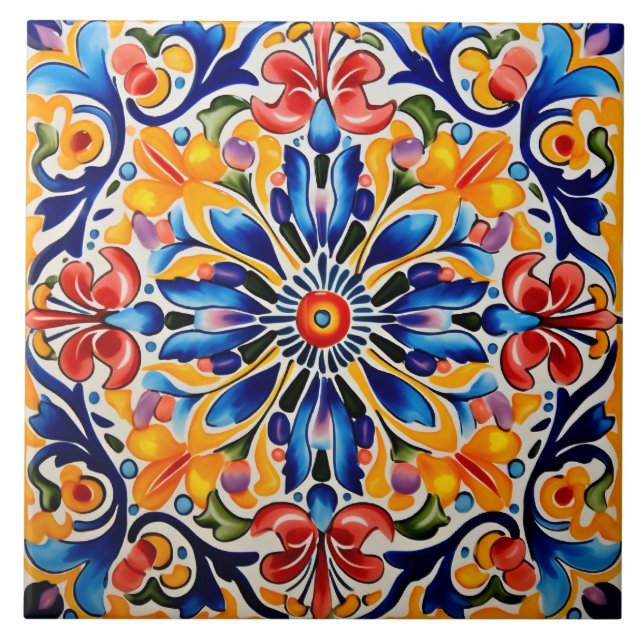 Mexican style themed pattern  ceramic tile (Front)