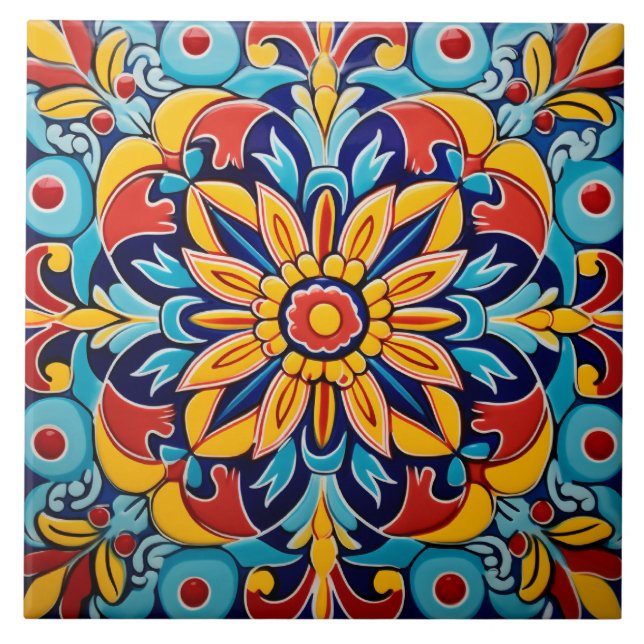 Mexican style themed pattern  ceramic tile (Front)