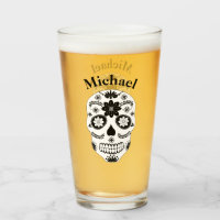 Mexican Sugar Skull Black And White 2 With Name