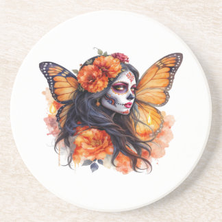 Mexican Sugar Skull Calavera Catrina Stone Coaster