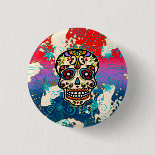 Mexican Sugar Skull, Day of the Dead, Ornaments Pinback Button